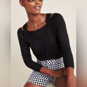 ANTHROPOLOGIE Jamie Open Shoulder Ivory Sweater XS Form Fitting